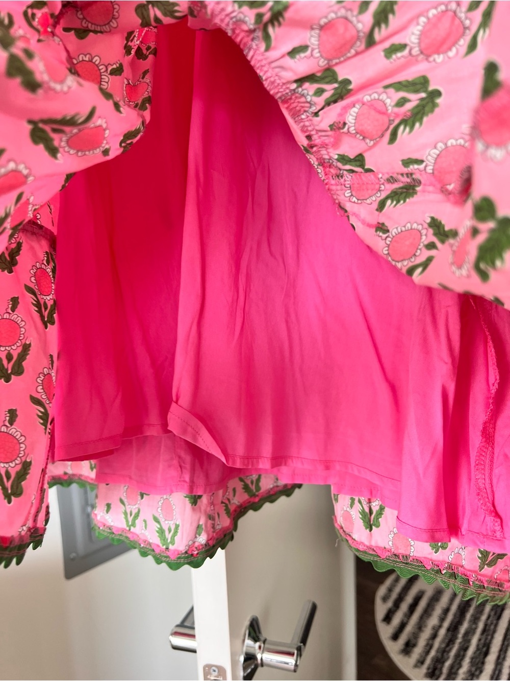 Entro Pink & Green Floral Cotton Mini Dress Sz M - Picture 9 of 14